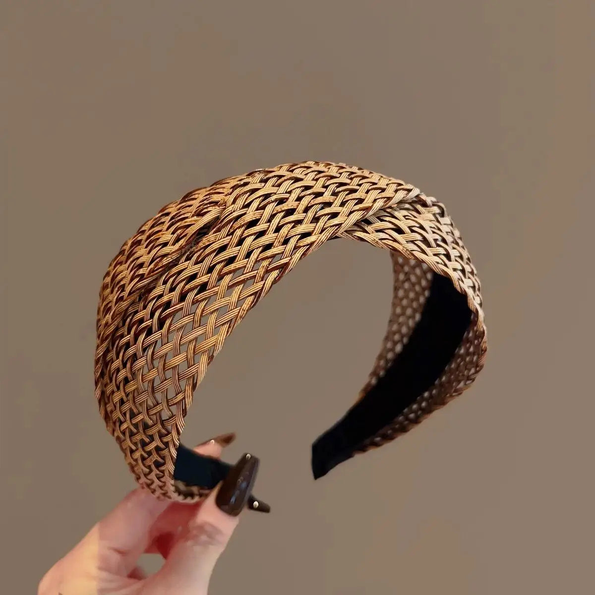 Beach Straw Weaving Cross Knotted Headband Women's Handmade Weaving Hair Band Bohemian Wide-brimmed Hair Hoop Hair Accessories