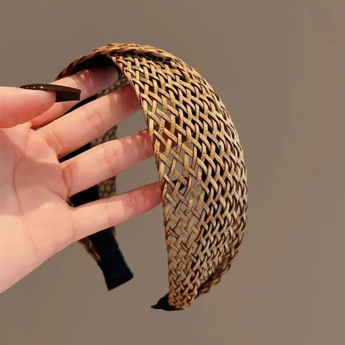 Beach Straw Weaving Cross Knotted Headband Women's Handmade Weaving Hair Band Bohemian Wide-brimmed Hair Hoop Hair Accessories