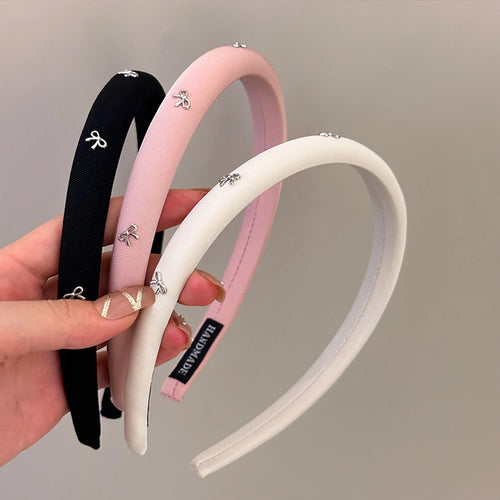 butterfly tie headband simple solid color fabric sponge head buckle headband accessory