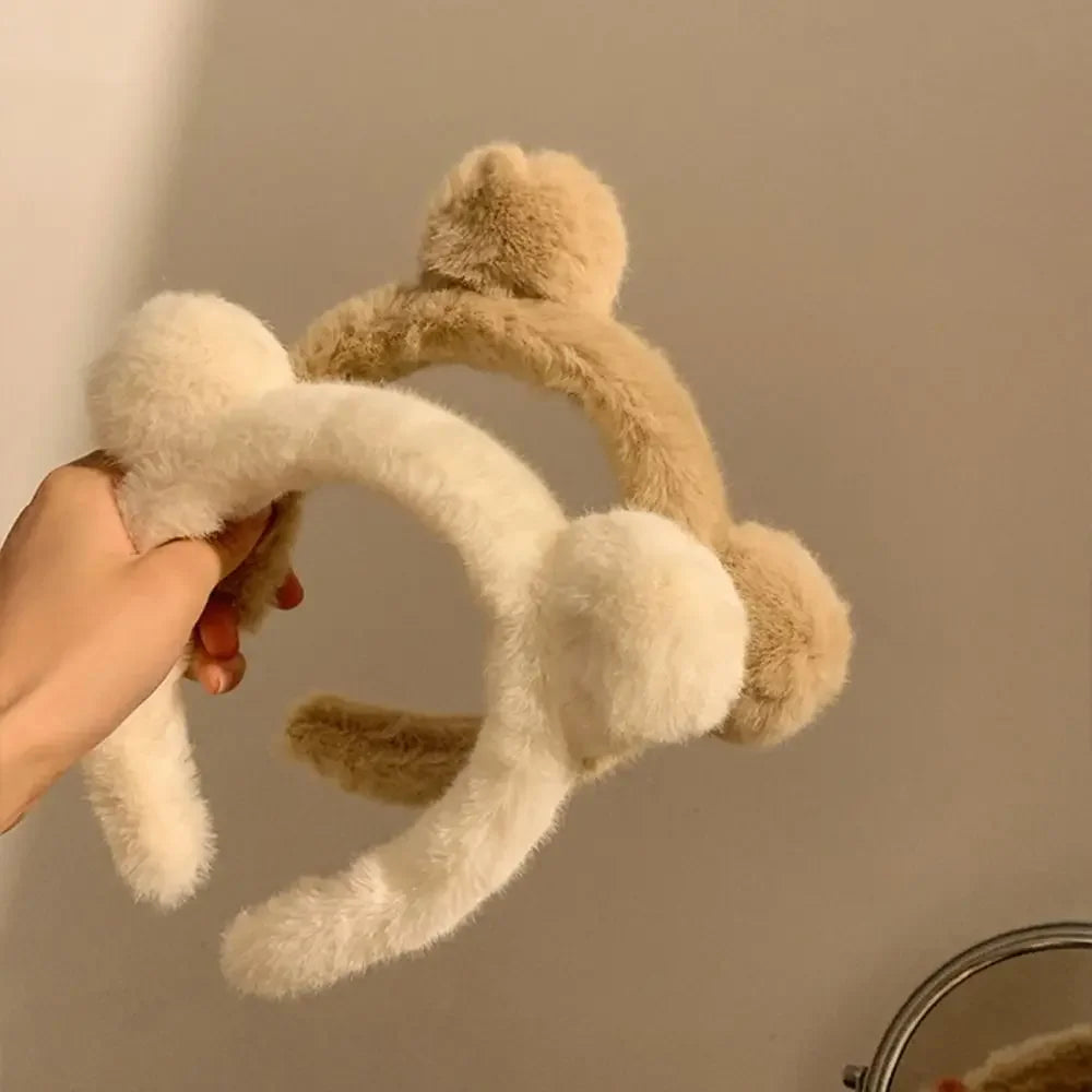 Cute Cartoon Plush Hair Bands Non-slip Headdress Headband Bear Ear Hair Accessories Hair Hoop Women