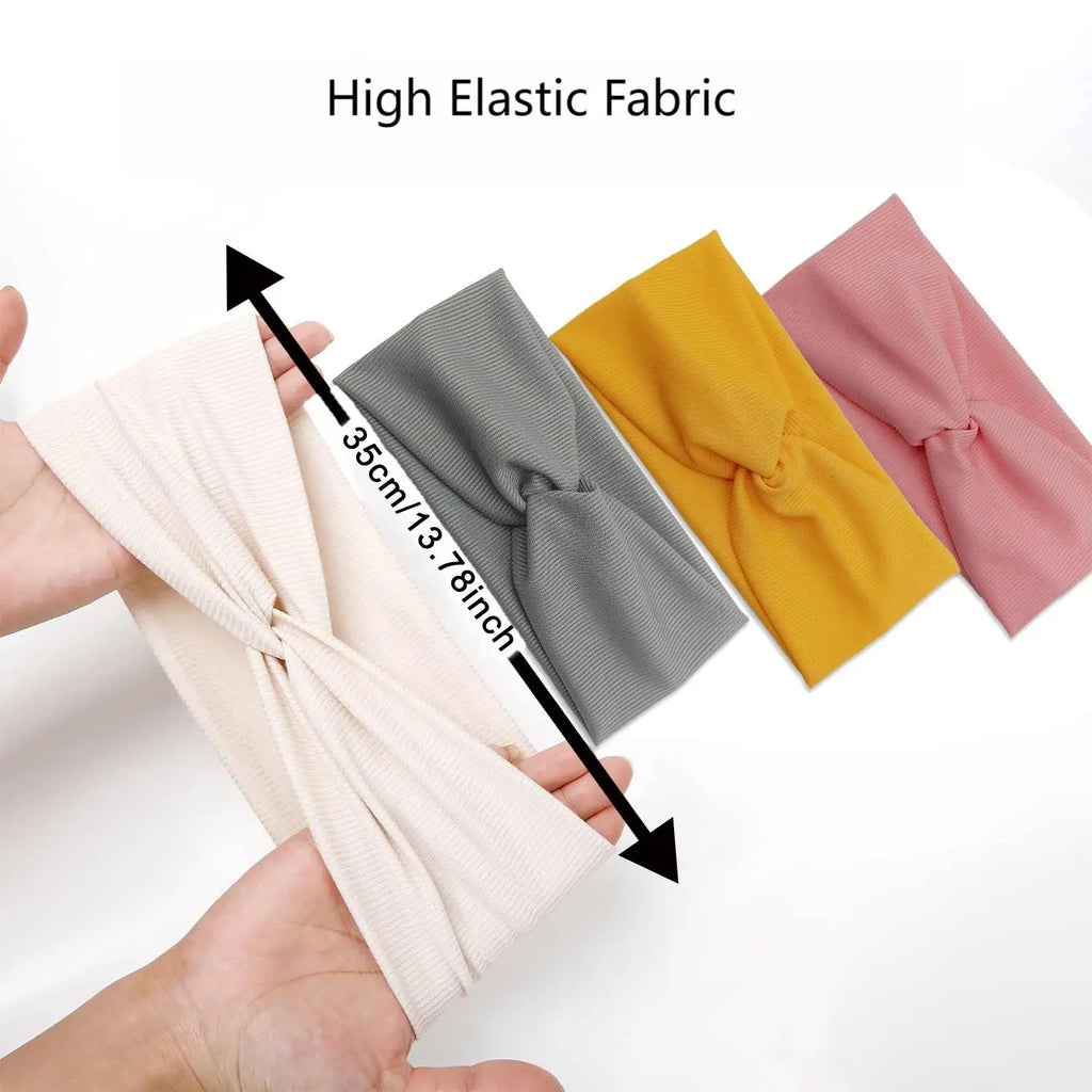 Silky Threaded Fabric Twist Headband Yoga Workout Running Sport Elastic Hair Bands for Women's Turban Hair Wrap for Girls