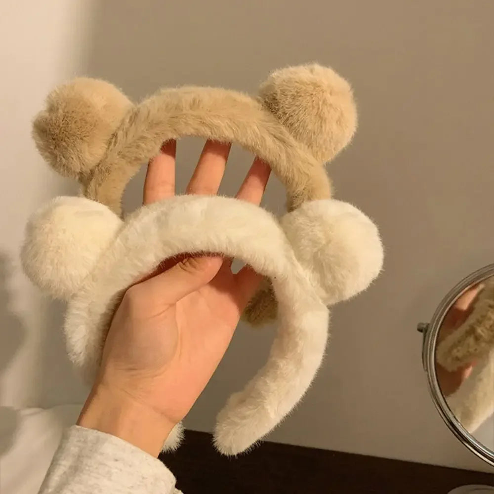 Cute Cartoon Plush Hair Bands Non-slip Headdress Headband Bear Ear Hair Accessories Hair Hoop Women